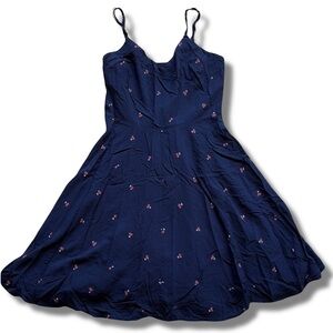Gap Navy Spaghetti Strap Cherry Print Dress | Y2K Fruit Print Summer Midi